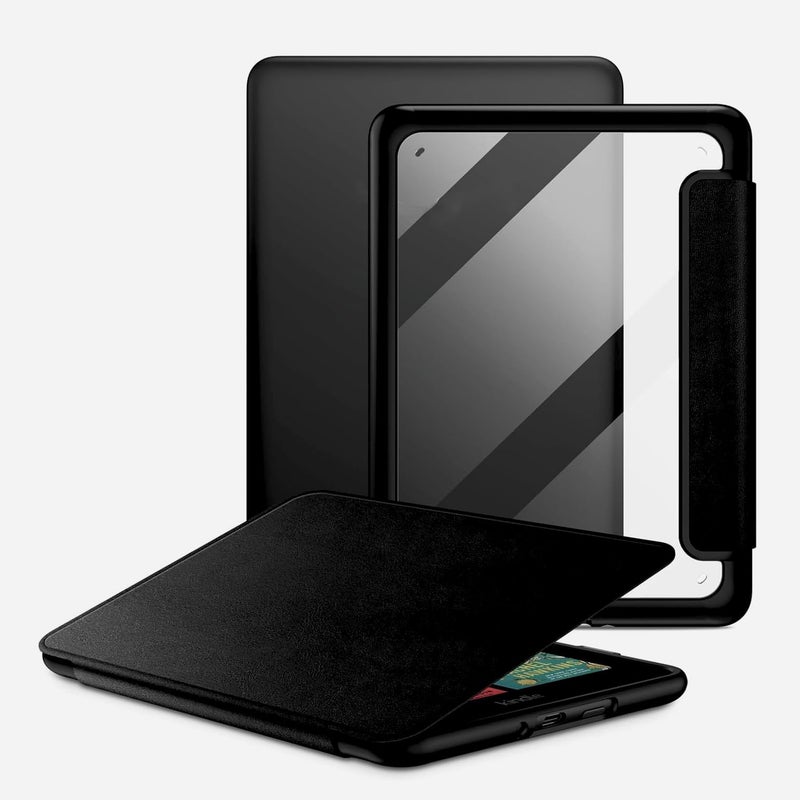 Moca Case for 7 Inch Kindle Paperwhite 12th Gen 2024 and Signature Edition, Slim Shockproof Clear Back Cover, Auto Sleep/Wake Protective Case (Black) - Image 1