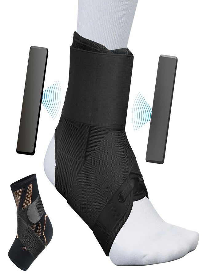 CYCLXY Ankle Guards，Ankle Brace for Sprained Ankle,Lace Up Adjustabe Ankle Brace with Side Stabilizers,Ankle Braces for Men & Women,Foot Ankle Support Splint,Left & Right,Sports Athletic Soccer Basketball Running - Image 1