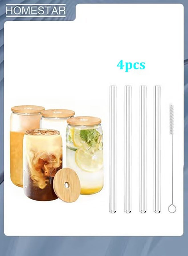 HOMESTAR Glass Straws – Reusable Drinking Straws with Cleaning Brush | 4-Pack Straight Straws for Smoothies, Coffee and so on - Image 1