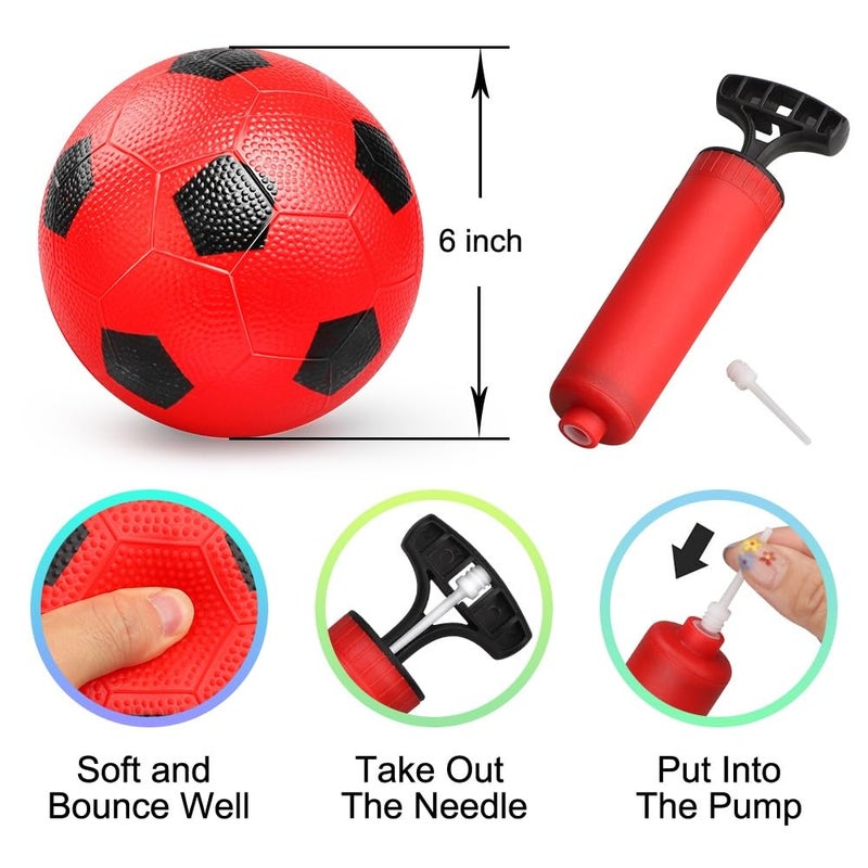 Dilabnba 6" Mini Soccer Balls for Toddlers 1-3, Kids Baby Indoor Soft Sports Toys, Pool Playground Bounce Ball Outdoor Toys Gifts for Boys Girls, Sensory Color Ball with Air Pump - Image 2