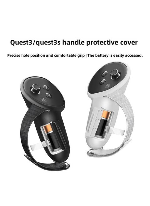 Applicable To Meta Quest 3 Handle Cover Anti-off Hand Strap Finger Tiger Liquid Silicone Anti-slip Does Not Affect Signal-Product Color:Black-Model:quest3 Handle Protective Sleeve