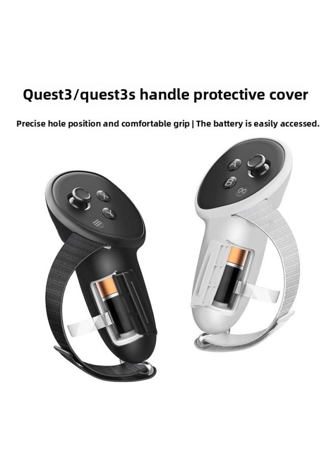 Generic Applicable To Meta Quest 3 Handle Cover Anti-off Hand Strap Finger Tiger Liquid Silicone Anti-slip Does Not Affect Signal-Product Color:Black-Model:quest3 Handle Protective Sleeve  - Image 1