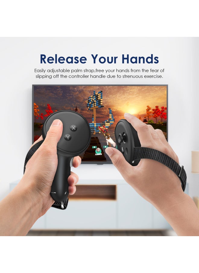 Generic Applicable To Meta Quest 3 Handle Cover Anti-off Hand Strap Finger Tiger Liquid Silicone Anti-slip Does Not Affect Signal-Product Color:Black-Model:quest3 Handle Protective Sleeve  - Image 3