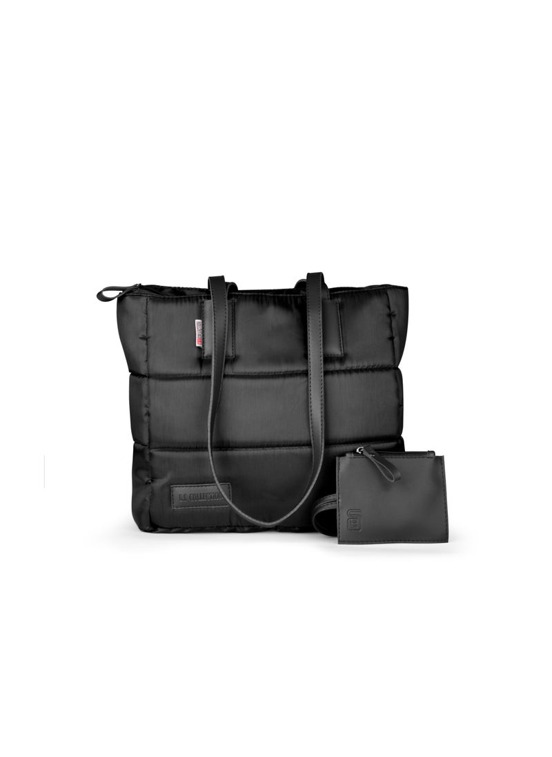 B.S COLLECTION Soft Canvas B.S bag tote bag and shoulder bag for girls - black  - Image 1