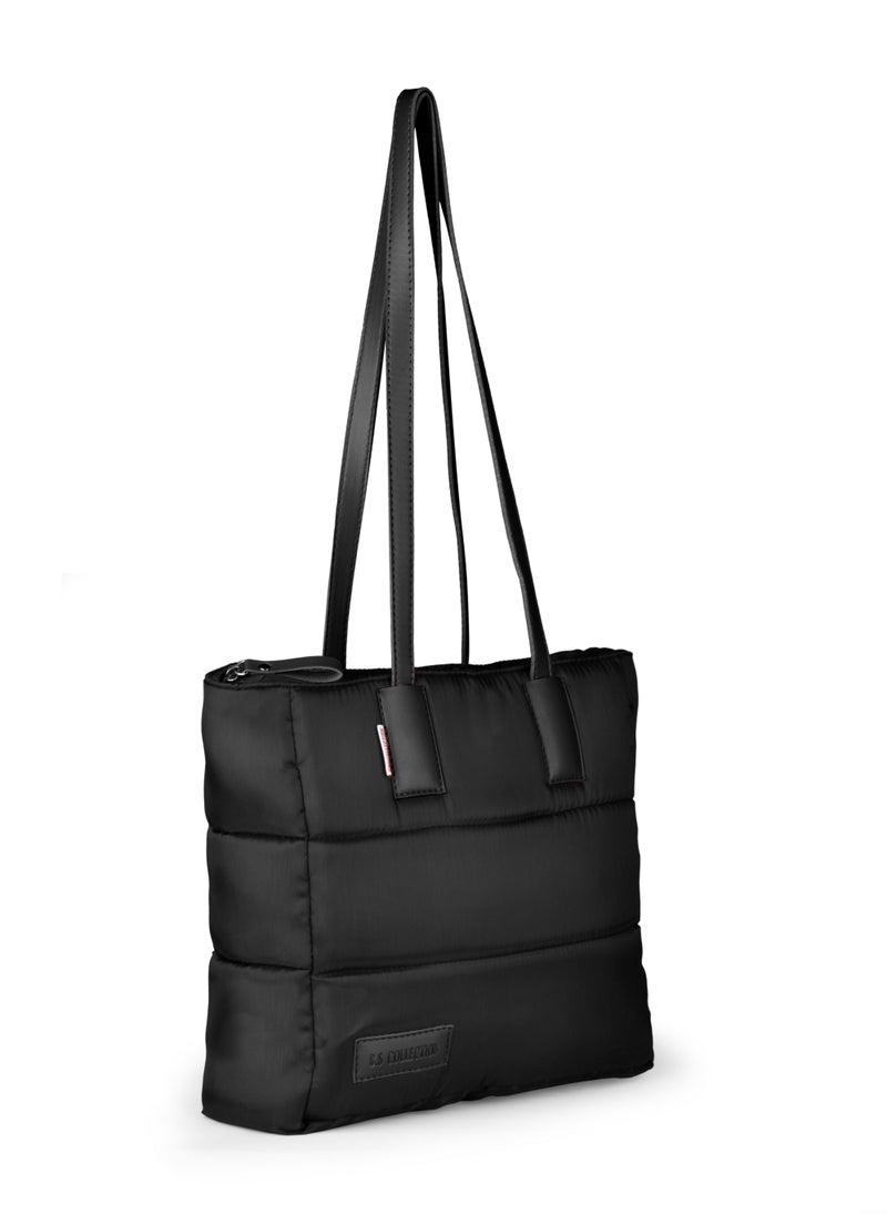 B.S COLLECTION Soft Canvas B.S bag tote bag and shoulder bag for girls - black  - Image 3