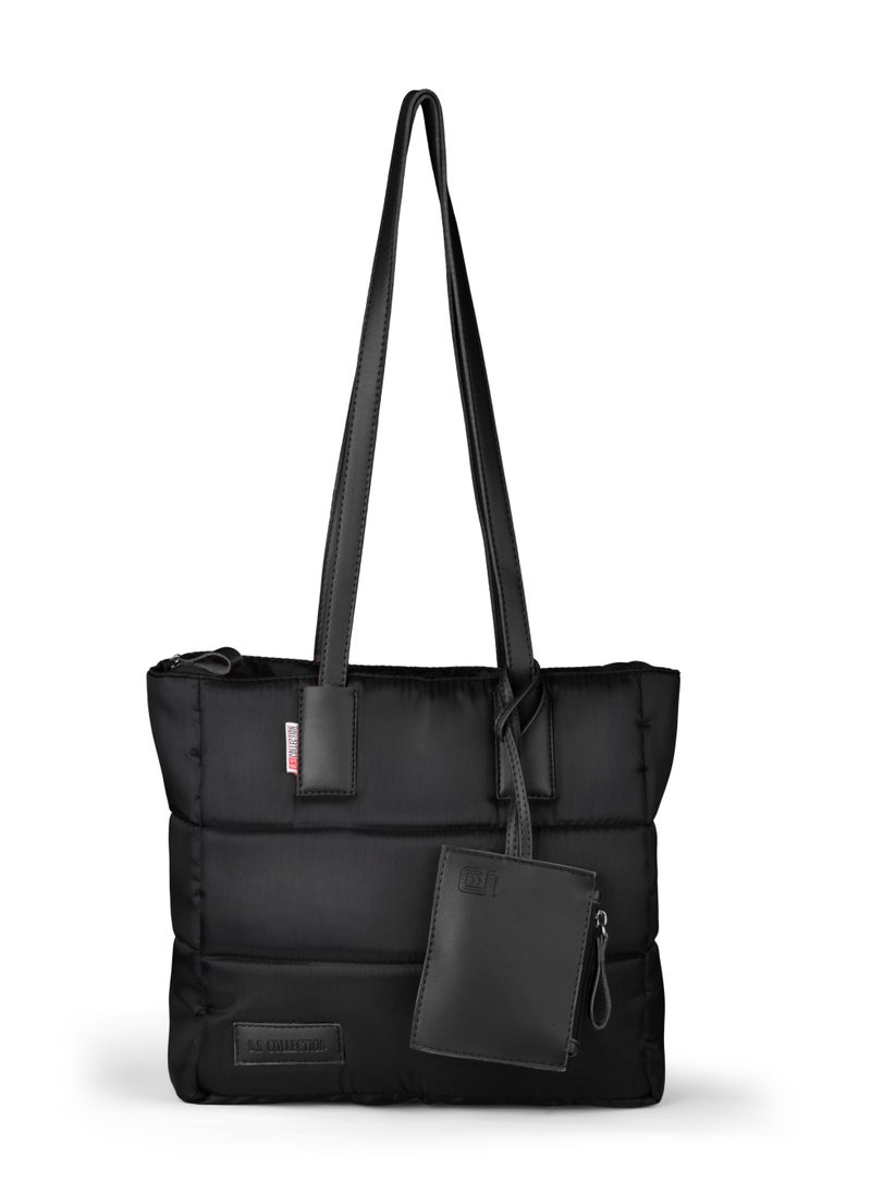 B.S COLLECTION Soft Canvas B.S bag tote bag and shoulder bag for girls - black  - Image 2