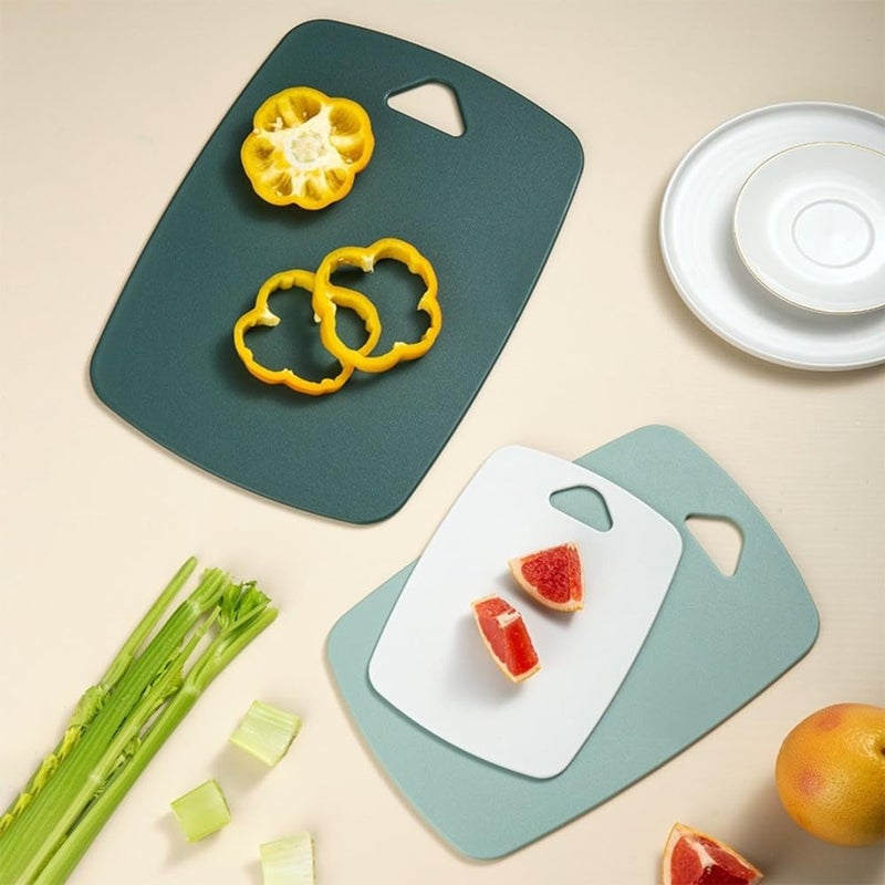 KITQO Cutting Boards for KitchenPlastic Cutting Board Set of 3 Thick Chopping Boards for Meat Veggies Fruits with Easy Grip HandleNonSlipDishwasher Safe Green 3Pcs - Image 2