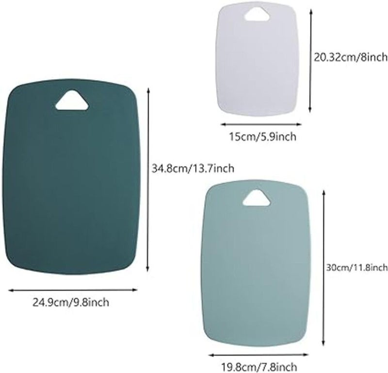 KITQO Cutting Boards for KitchenPlastic Cutting Board Set of 3 Thick Chopping Boards for Meat Veggies Fruits with Easy Grip HandleNonSlipDishwasher Safe Green 3Pcs - Image 3
