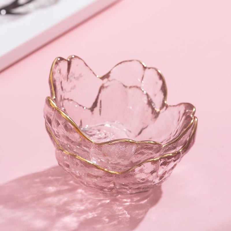 Rayberro 4Pack Sakura Sauce Dishes Set Pink Cherry Flower Crystal Glass Appetizer Plates Dipping Bowls Tasting Dishes Serving Dish Seasoning Saucers Bowl Little Bowls Ice Cream Snack Sushi Soy Condiment Dish - Image 5