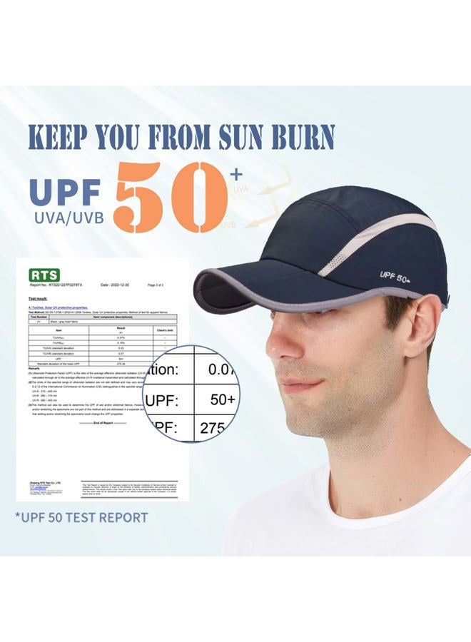 ELLEWIN Reflective Running Hat Jogging Cap Baseball Cap UPF 50 Unstructured Hat with Foldable Long Large Bill - Image 2
