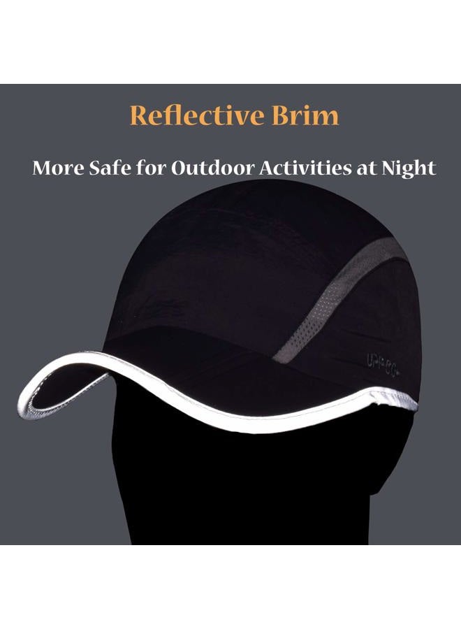 ELLEWIN Reflective Running Hat Jogging Cap Baseball Cap UPF 50 Unstructured Hat with Foldable Long Large Bill - Image 4