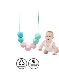 NIBEMINENT Food Grade Silicone Pendant Teething Necklace Hexagon Silicone Beads Nursing Teether Necklace  - Image 5