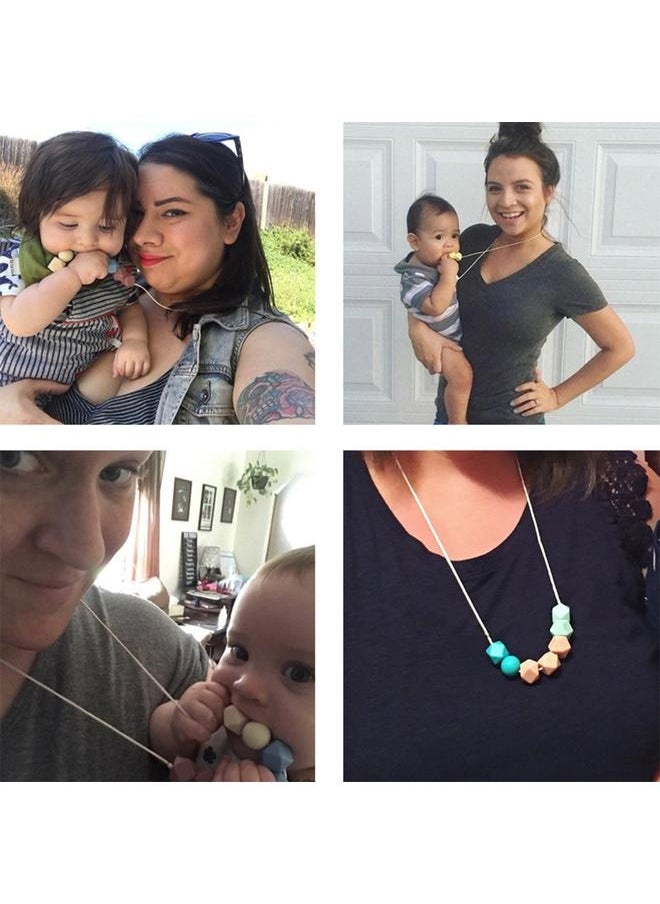 NIBEMINENT Food Grade Silicone Pendant Teething Necklace Hexagon Silicone Beads Nursing Teether Necklace  - Image 3