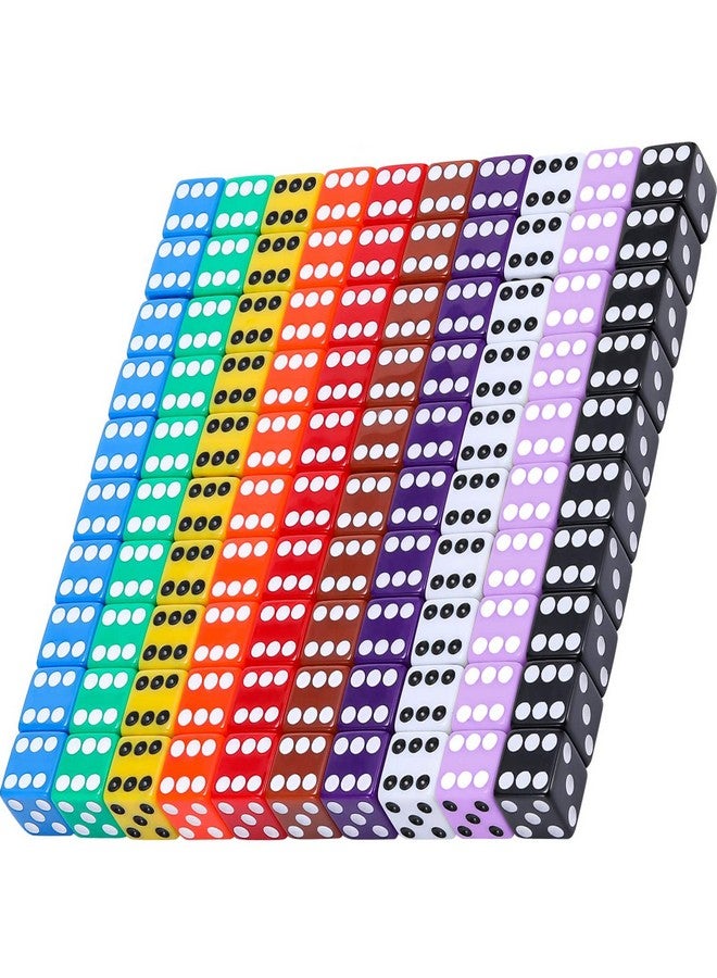 Blulu Blulu 6-Sided Games Dice Set, Colored Dice with Black Velvet Pouches for Playing Like Board Math Games, Party Favors and More (100 Pieces Rainbow Color, 16 mm)  - Image 1