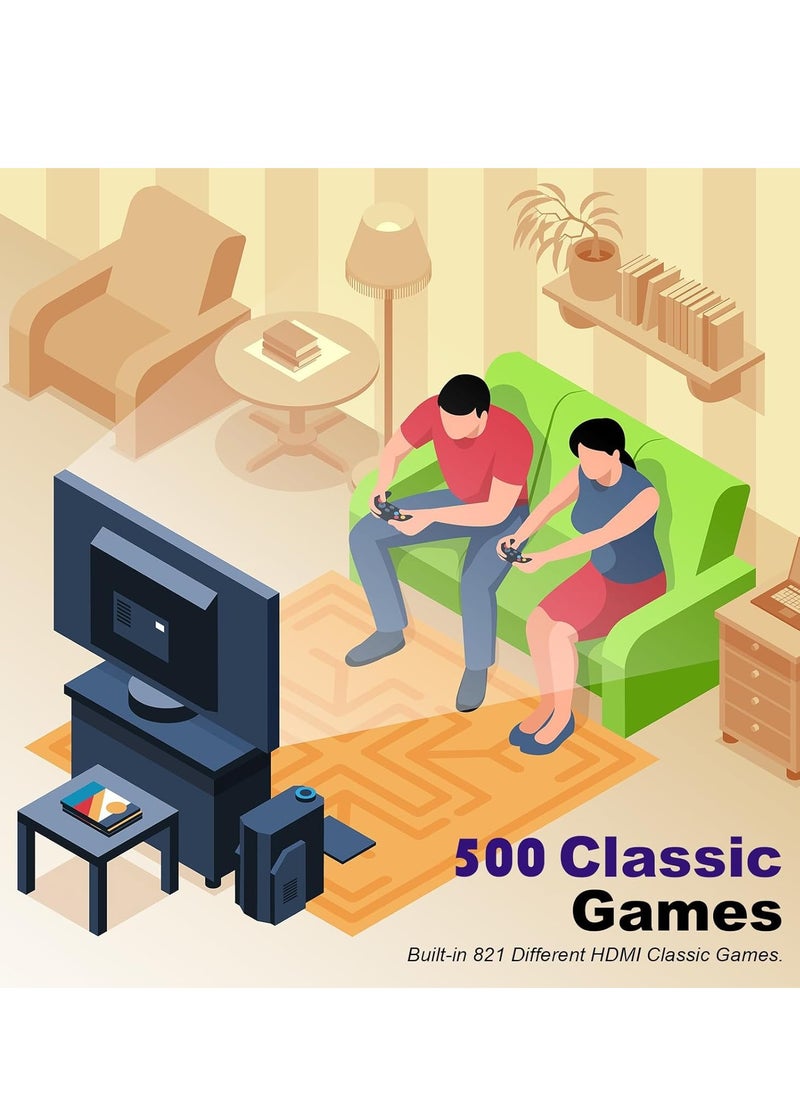 Excefore - Classic Retro Mini Game Console, Built-in 500 Games with 2 Controllers, HDMI Port - Children Gift, Happy Childhood Memories - Image 1
