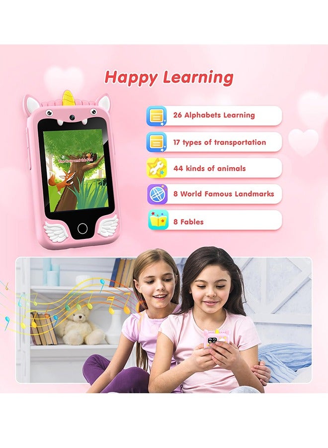 Kids Smart Phone Toys for Girls and Boys Ages 3-10 Toddler Play Toys with Dual Camera Educational Learning Games Puzzles MP3 Music Player Birthday Gifts for Kids Girls and Boys / Birthday Unicorns Gift Toys for Children 3 4 5 6 7 8 Year Old (Pink / 8GB SD Card)  - Image 3