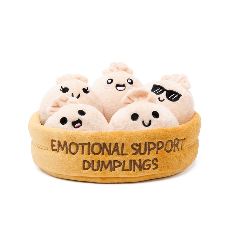 WHAT DO YOU MEME? Emotional Support Dumplings by Relatable, Cuddly Plush Toys and Stuffed Animals, Includes 5 Plushies with Basket, Cozy Idea for Loved Ones - Image 1