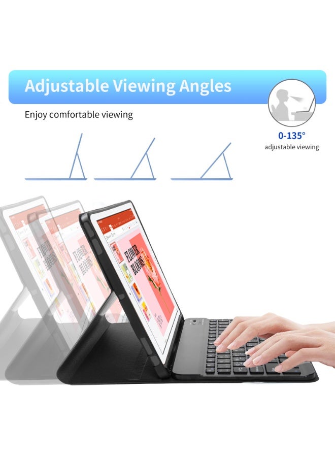 أوتشوانغ Tablet Keyboardsحافظة لوحة مفاتيح لأجهزة آيباد 9/8/7 الجيل التاسع 10.2 بوصة / آيباد إير 3/آيباد برو 10.5 بوصة، مع لوحة مفاتيح بلوتوث عربية، وحامل قلم رصاص مدمج، وحافظة لوحة مفاتيح قابلة للفصل - أسود - Image 5