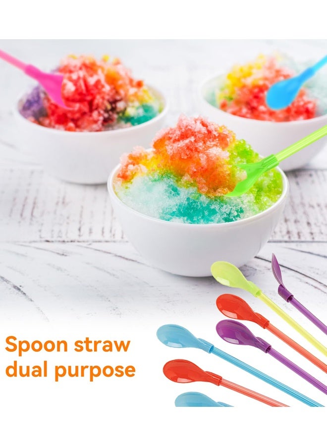 10 Pieces Slush Straws, Colored Straw Spoon 2 In 1, Plastic Reusable Straws, Reusable Straws Spoon Suitable For Smoothies, Milkshakes, Coffee, Cocktail - Image 5