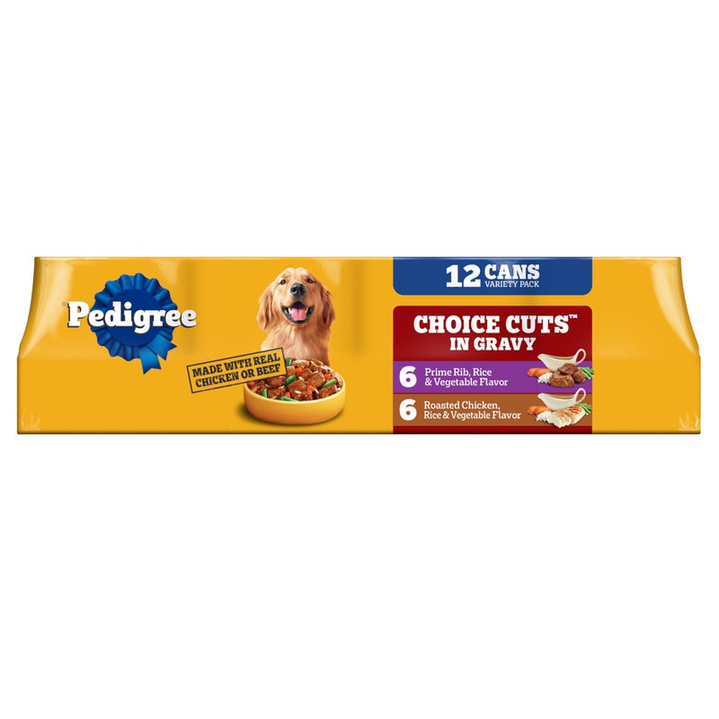 Pedigree Choice Cuts in Gravy Adult Soft Wet Dog Food Prime Rib Multipack, 13.2 oz. Cans 12 Pack - Image 1