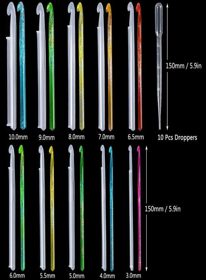 MIKIMIQI 10 Pcs Crochet Hooks Resin Molds with 10 Pcs Droppers for DIY Resin Crafts - Image 2
