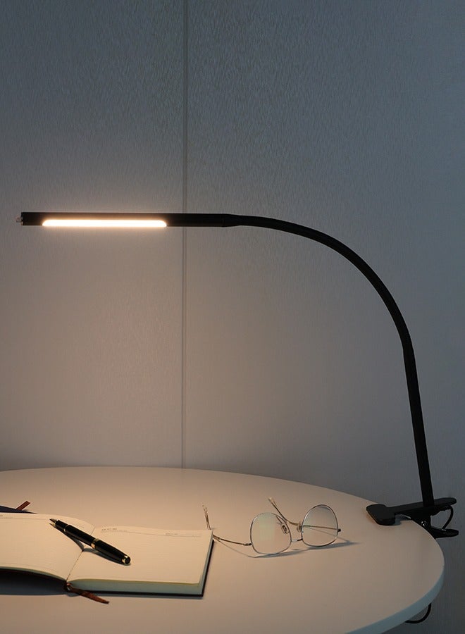 LED Desk Lamp with Clamp, Clip Reading Light with 360° PVC Rotating Hose, 3 Lighting Modes and Brightness Dimmer Light, USB Clip Light for Desk, Bed Night Light for Bedroom and Office Home Lighting