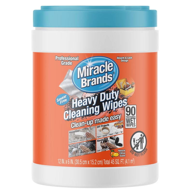 MiracleWipes for Heavy Duty Cleaning (90 Count) - All Purpose Cleaner, Kitchens, Bathrooms, Countertops, Hands, Indoors, Outdoors - Removes Grease, Grime, Crayon, Dirt & More - Image 1
