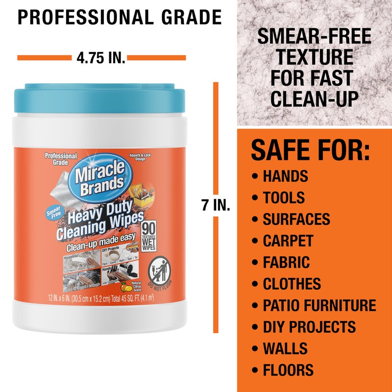 MiracleWipes for Heavy Duty Cleaning (90 Count) - All Purpose Cleaner, Kitchens, Bathrooms, Countertops, Hands, Indoors, Outdoors - Removes Grease, Grime, Crayon, Dirt & More - Image 4