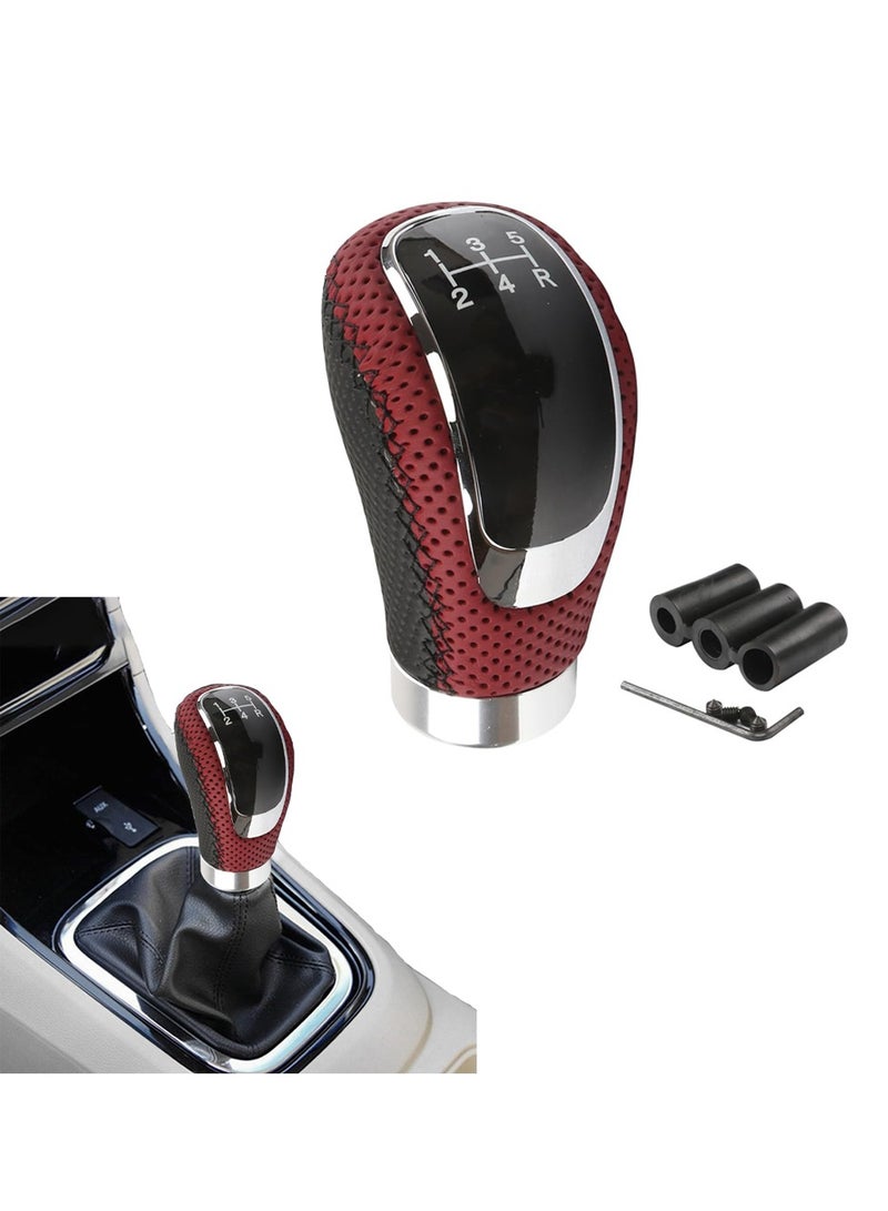 Luckam 5 Speed Shift Knob, Weighted Manual Gear Shifter Knobs for Universal Transmission, Leather Gear Shifting Handle for Interior Automatic Parts (Black Red) - Image 1