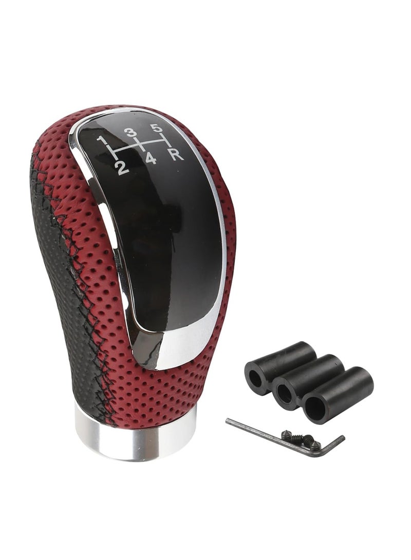 Luckam 5 Speed Shift Knob, Weighted Manual Gear Shifter Knobs for Universal Transmission, Leather Gear Shifting Handle for Interior Automatic Parts (Black Red) - Image 2