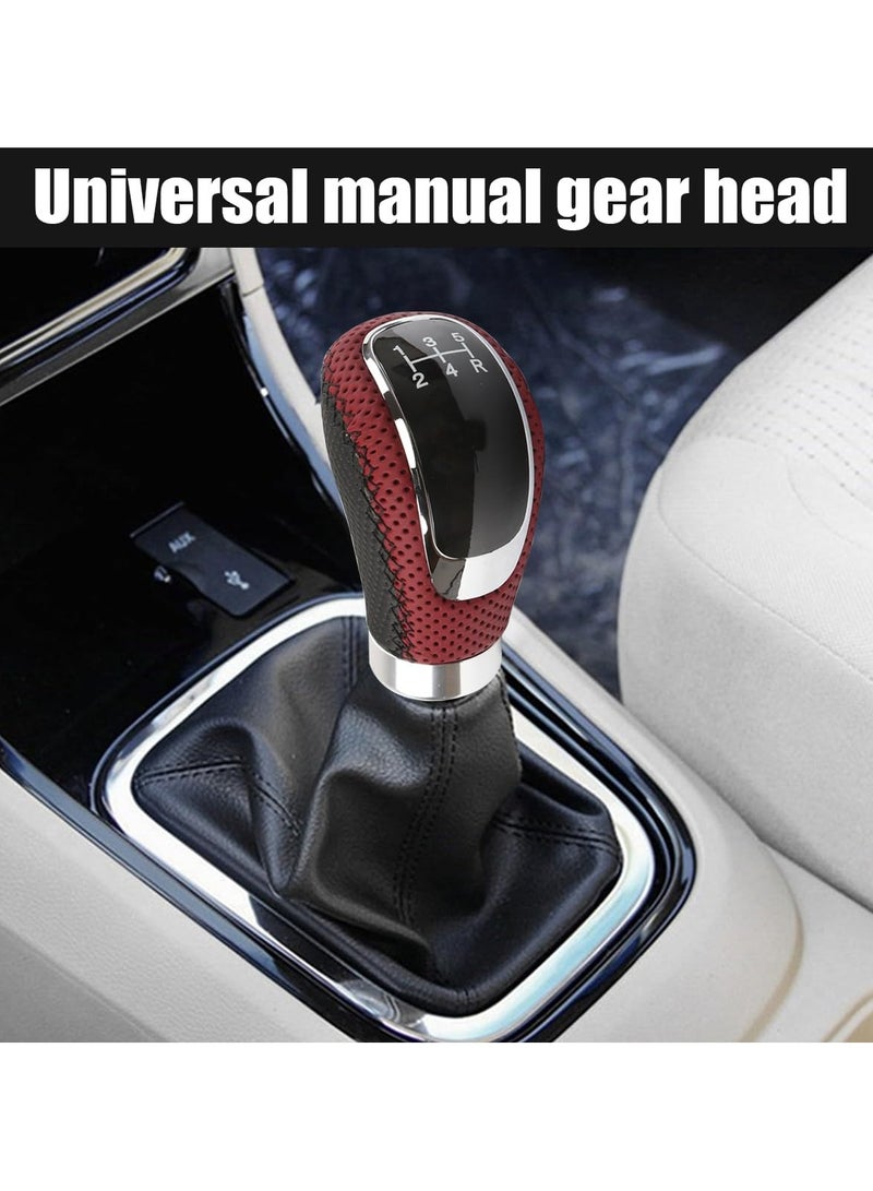Luckam 5 Speed Shift Knob, Weighted Manual Gear Shifter Knobs for Universal Transmission, Leather Gear Shifting Handle for Interior Automatic Parts (Black Red) - Image 3