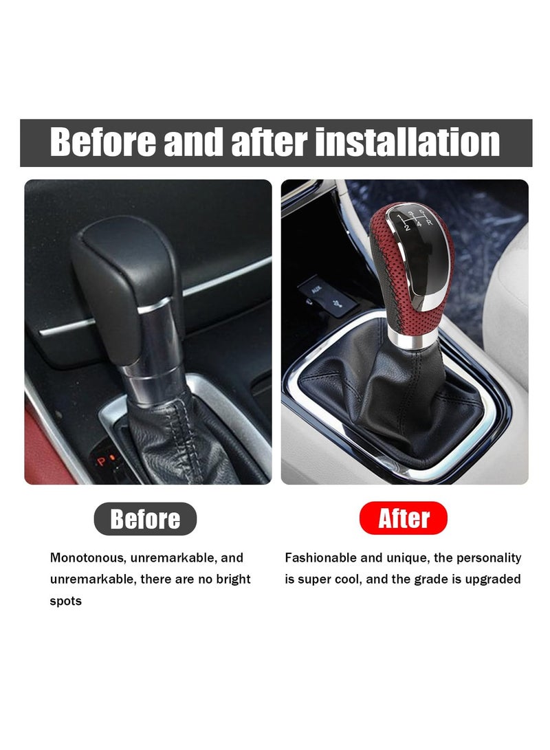 Luckam 5 Speed Shift Knob, Weighted Manual Gear Shifter Knobs for Universal Transmission, Leather Gear Shifting Handle for Interior Automatic Parts (Black Red) - Image 5