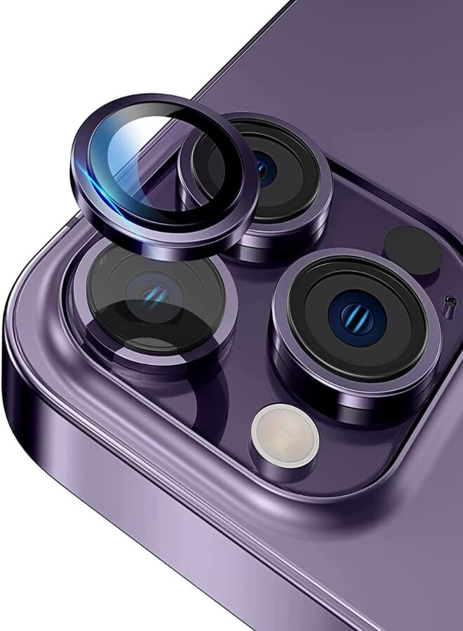 FARROBIZZ iPhone 14 Pro Max Camera Lens Protector, 9H Tempered Glass Camera Cover Screen Protector Metal Individual Ring for iPhone 14 Pro Max 2022 (Purple)