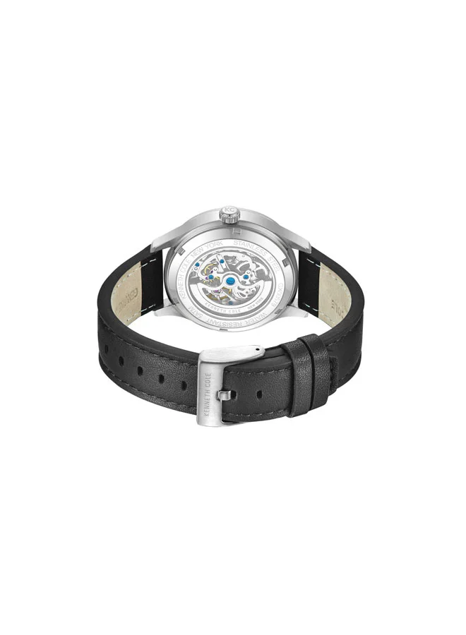 Kenneth Cole New York Kenneth Cole New York 43.5mm Automatic Men's Watch with Black Dial & Black Genuine Leather Strap