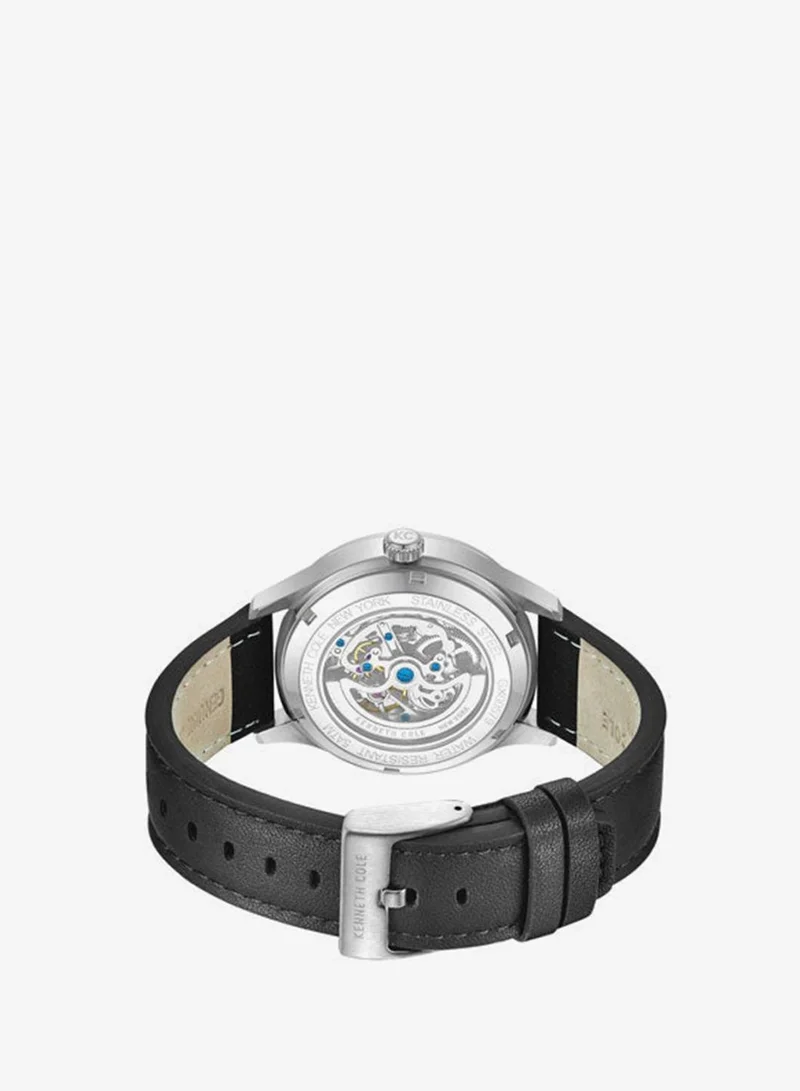 Kenneth Cole New York  Kenneth Cole New York 43.5mm Automatic Men's Watch with Black Dial & Black Genuine Leather Strap for Men | Best Price UAE