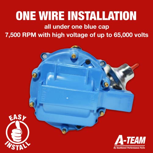 A-Team Performance Complete HEI Distributor - Ignition Module - Straight 6 Cylinder 240 and 300 (65K Coil, One Wire Installation, Blue Cap) - Compatible with Ford F100, F150, F250, E100, E150 - Image 4