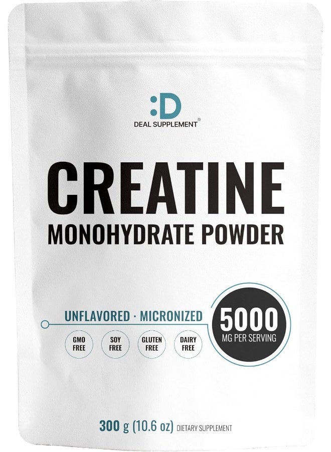 DEAL SUPPLEMENT Creatine Monohydrate Powder 300 Grams (60 Servings), Unflavored | Pure | Micronized Creatine Powder, 5000Mg(5G) Per Serving, 2 Month Supply, Vegan | Keto, Non-Gmo, No Filler, No Additives - Image 1