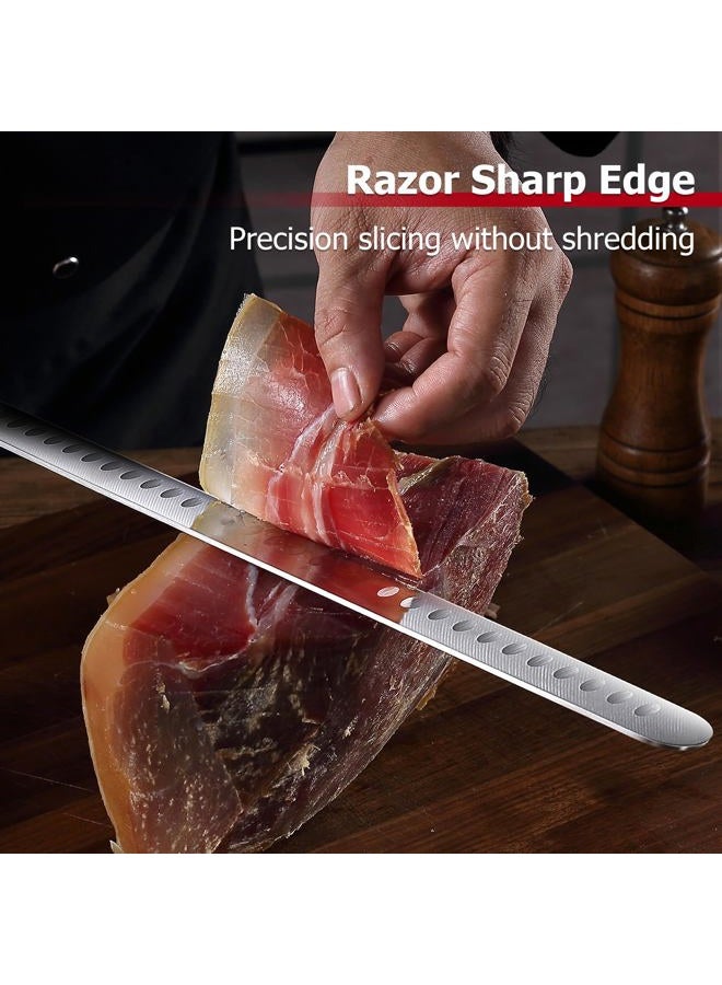 PAUDIN Carving Knife, 12 Inch Brisket Knife, Premium Slicing Knives with Granton Blade for Cutting Smoked Brisket, BBQ Meat, Turkey - Ergonomic G10 Handle - Image 3
