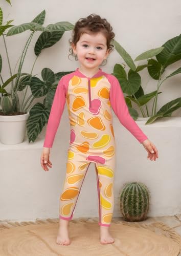 weVSwe Toddler Swimsuit Girl Pink Fruit Toddler Bathing Suit UPF 50+ Rash Guard Girl Swimsuit with Crotch Zipper 18-24 Months - Image 5