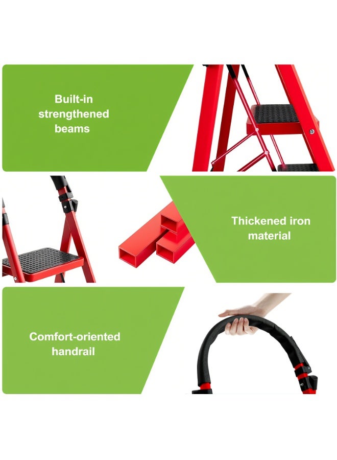 Apexll Sturdy 6-Step Folding Ladder with Tool Holder, Anti-Slip Pedal, Portable Iron Step Stool for Kitchen, Household, Indoor & Outdoor Use - Image 5