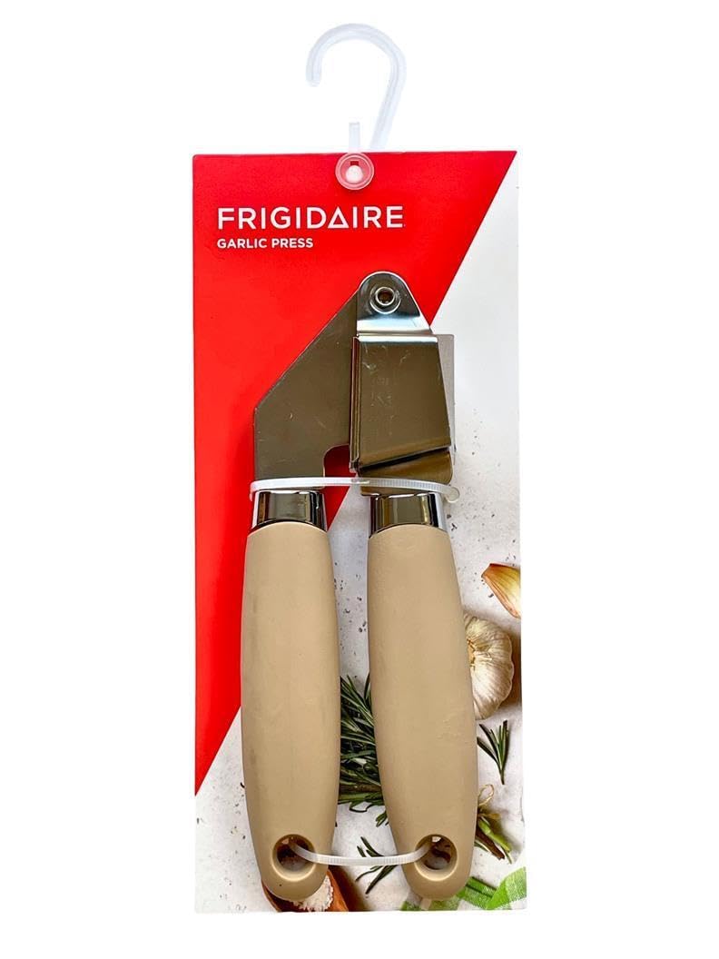 Frigidaire Garlic Press, Stainless Steel with Soft Ergonomic Silicone Handle (LIGHT TAUPE)