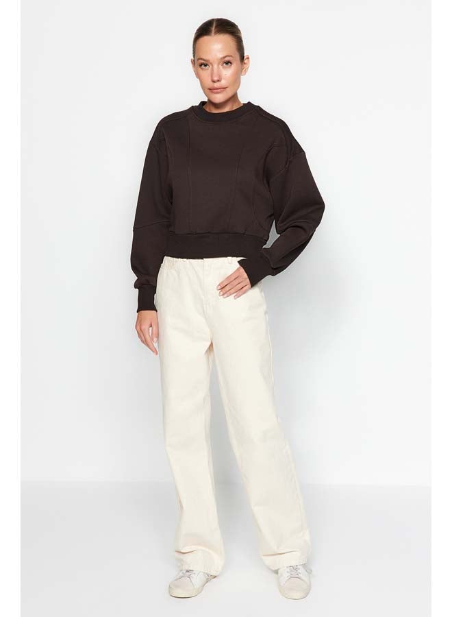 trendyol Brown Thick Inside Polar Stitching Detailed Regular/Normal Pattern Knitted Sweatshirt TWOAW24SW00169  - Image 2