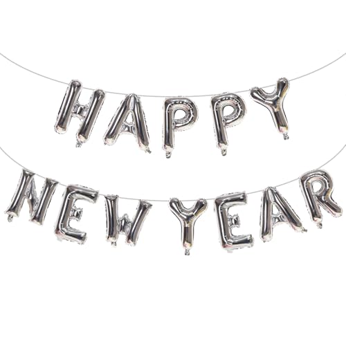 KALOR Silver Happy New Year Balloons 16 Inch Happy New Year Foil Letter Balloons 2026 New Years Decorations for 2026 New Years Eve Dcor - Image 1