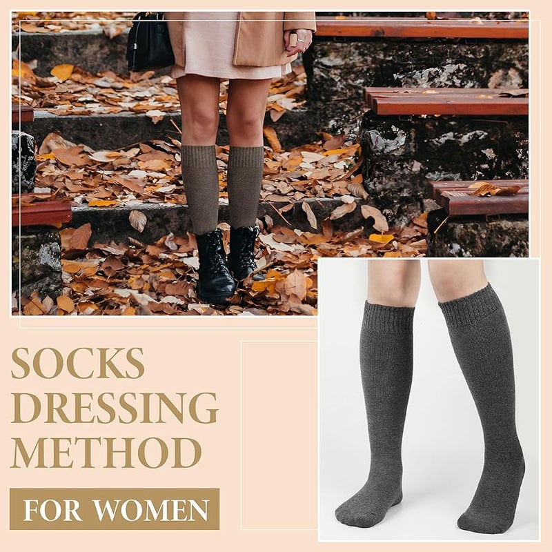 Justay 5 Pairs Womens Knee High Socks Winter Warm Tall Boot Socks Soft Thermal Knit Long Socks for Women Gifts - Image 5
