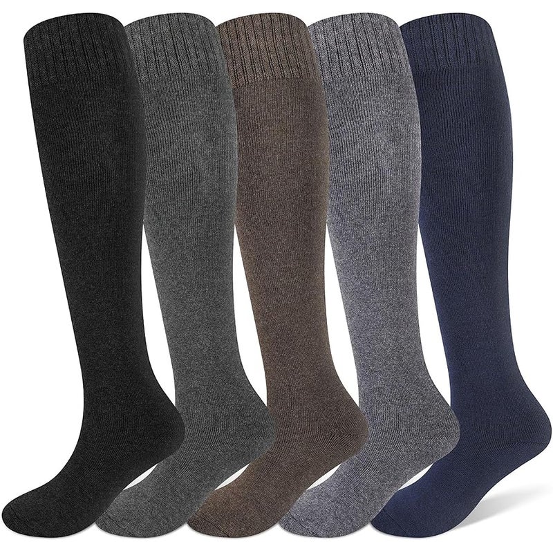 Justay 5 Pairs Womens Knee High Socks Winter Warm Tall Boot Socks Soft Thermal Knit Long Socks for Women Gifts - Image 1