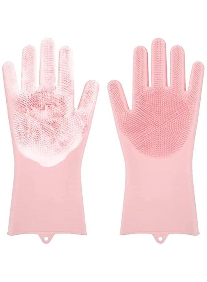 Silic Dishwashing Gloves for Kitchen Silic Scrub Cleaning GlovesReusable Rubber Washing Gloves - Image 1