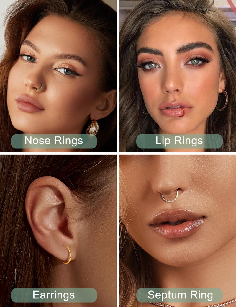 Drperfect 36Pcs 20G Nose Ring Hoop for Women Men 316L Stainless Steel Helix Tragus Lip Septum Ring Cartilage Earring Hoop Piercing Jewelry - Image 4
