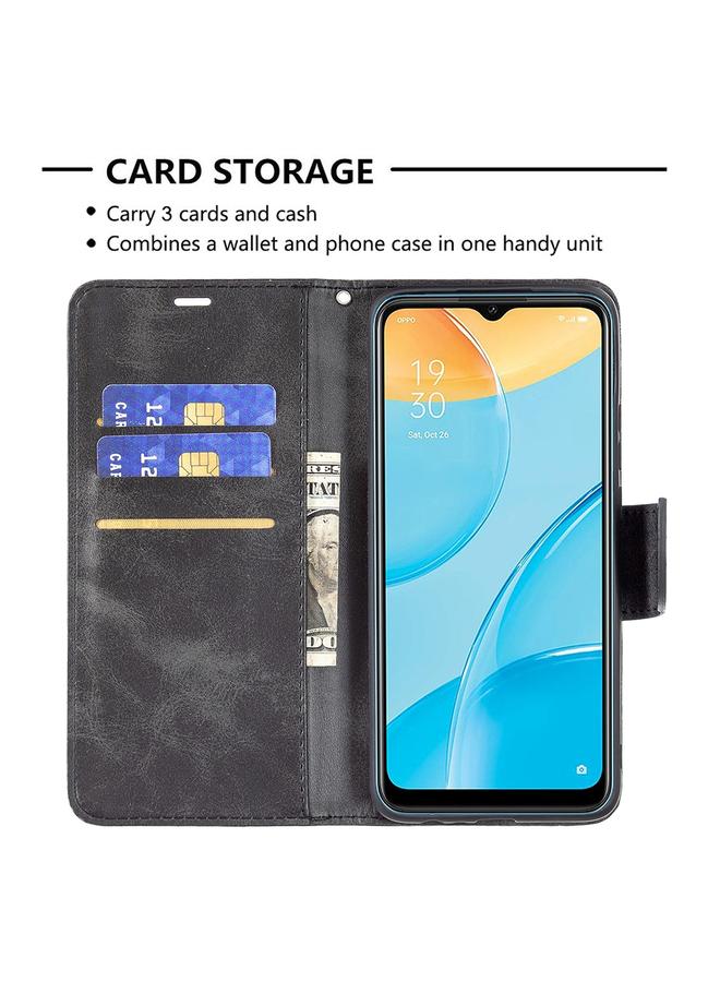 S-TOP Case For OPPO A15 Retro Lambskin Texture Pure Color Horizontal Flip PU Leather Case with Holder & Card Slots & Wallet & Lanyard - Image 5