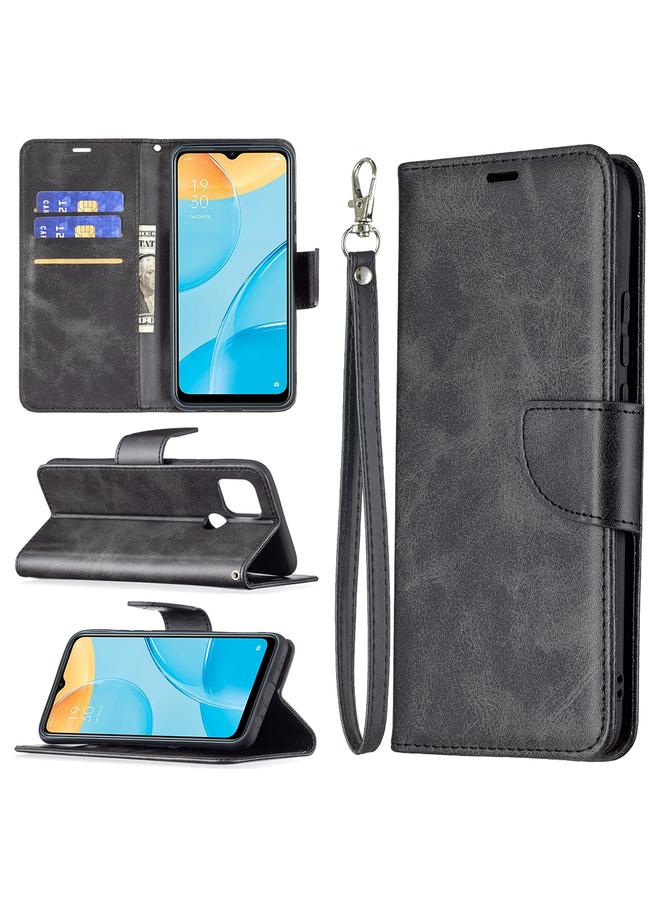 S-TOP Case For OPPO A15 Retro Lambskin Texture Pure Color Horizontal Flip PU Leather Case with Holder & Card Slots & Wallet & Lanyard - Image 1