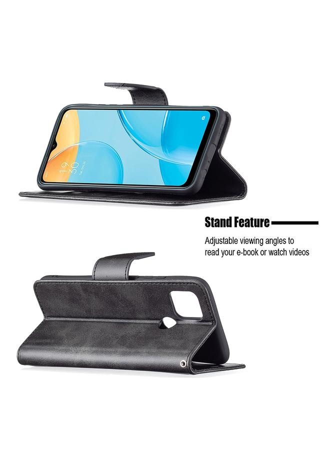 S-TOP Case For OPPO A15 Retro Lambskin Texture Pure Color Horizontal Flip PU Leather Case with Holder & Card Slots & Wallet & Lanyard - Image 4